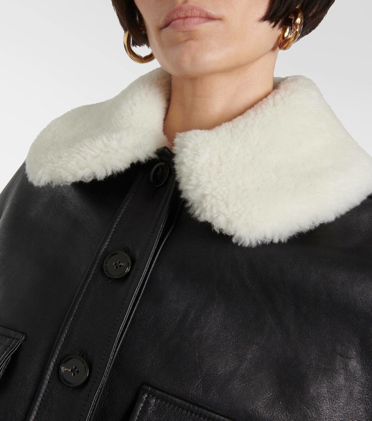 Proenza Schouler Judd shearling trimmed leather jacket Proenza