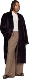 Casablanca Burgundy Shawl Faux-Fur Coat
