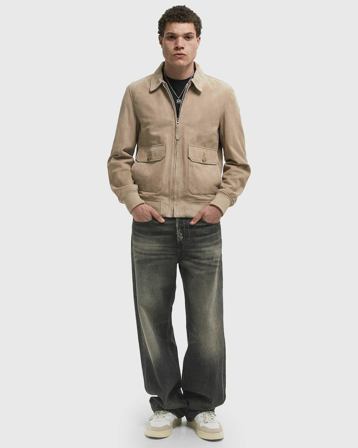 Schott NYC LC Aviator S Jacket Beige Mens Bomber Jacket Schott
