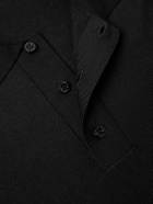 SAINT LAURENT - Cassandre Logo-Embroidered Wool Polo Shirt - Black