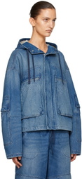 Alexander Wang Blue Cropped Denim Cargo Jacket