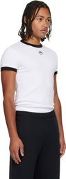 Marine Serre White Moon Logo Bicolor Jersey Baby Fit T-shirt