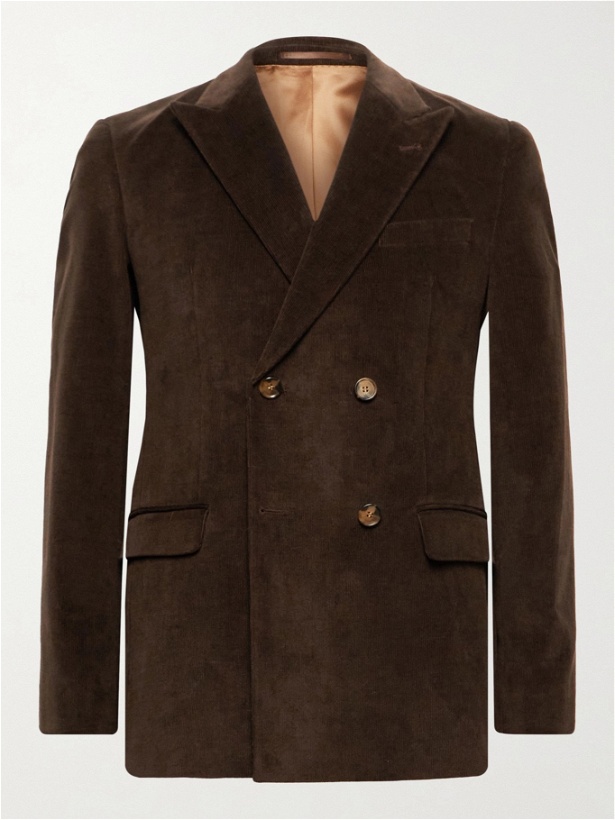 Photo: NANUSHKA - Malvin Double-Breasted Cotton-Blend Corduroy Suit Jacket - Brown