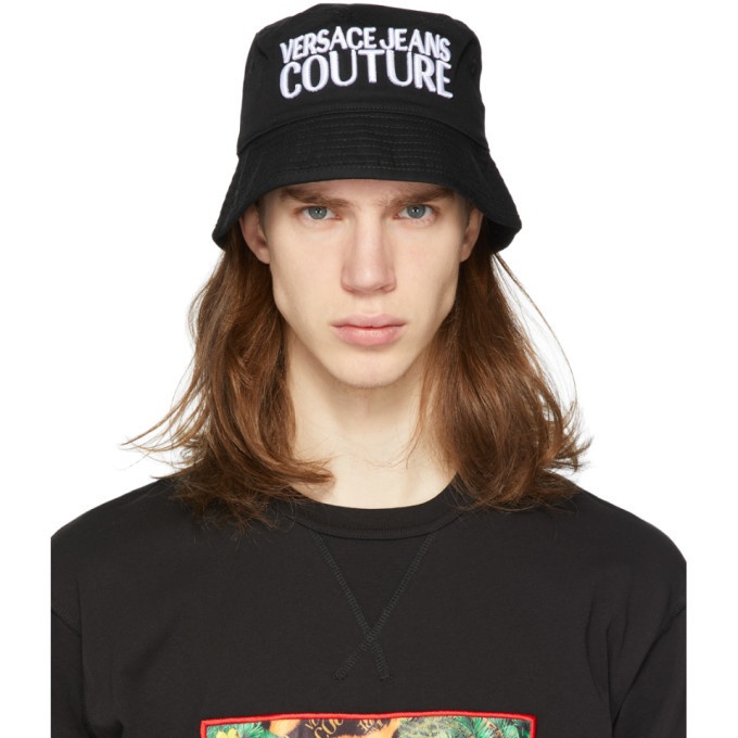 Photo: Versace Jeans Couture Black Embroidered Logo Bucket Hat