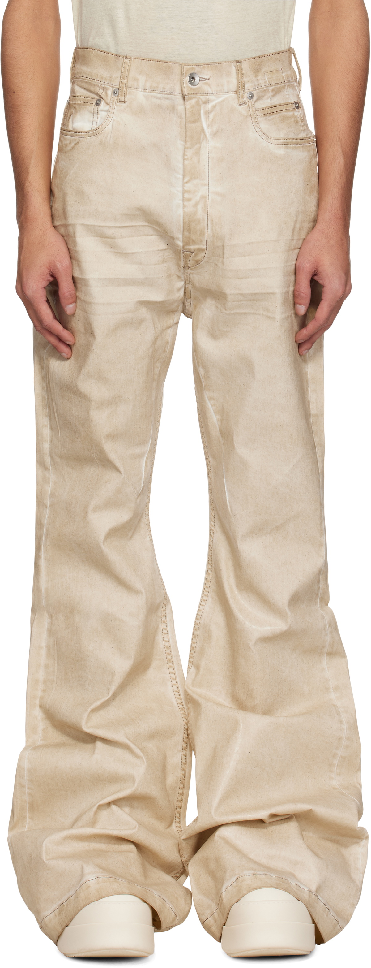 Rick Owens DRKSHDW Beige Hollywood Bolan Bootcut Jeans Rick Owens