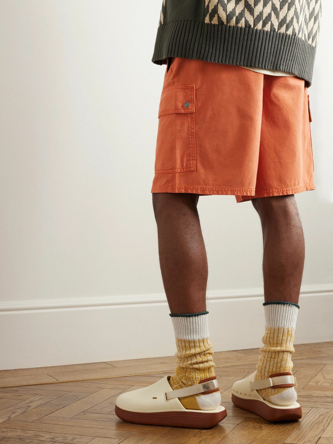 MANAAKI - Rua Cotton and Lyocell-Blend Twill Drawstring Cargo Shorts - Orange