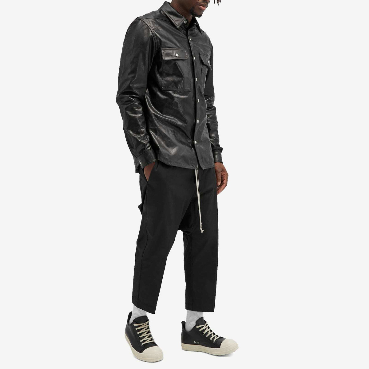 Rick Owens Men's Cropped Drawstring Pants in Black Rick Owens
