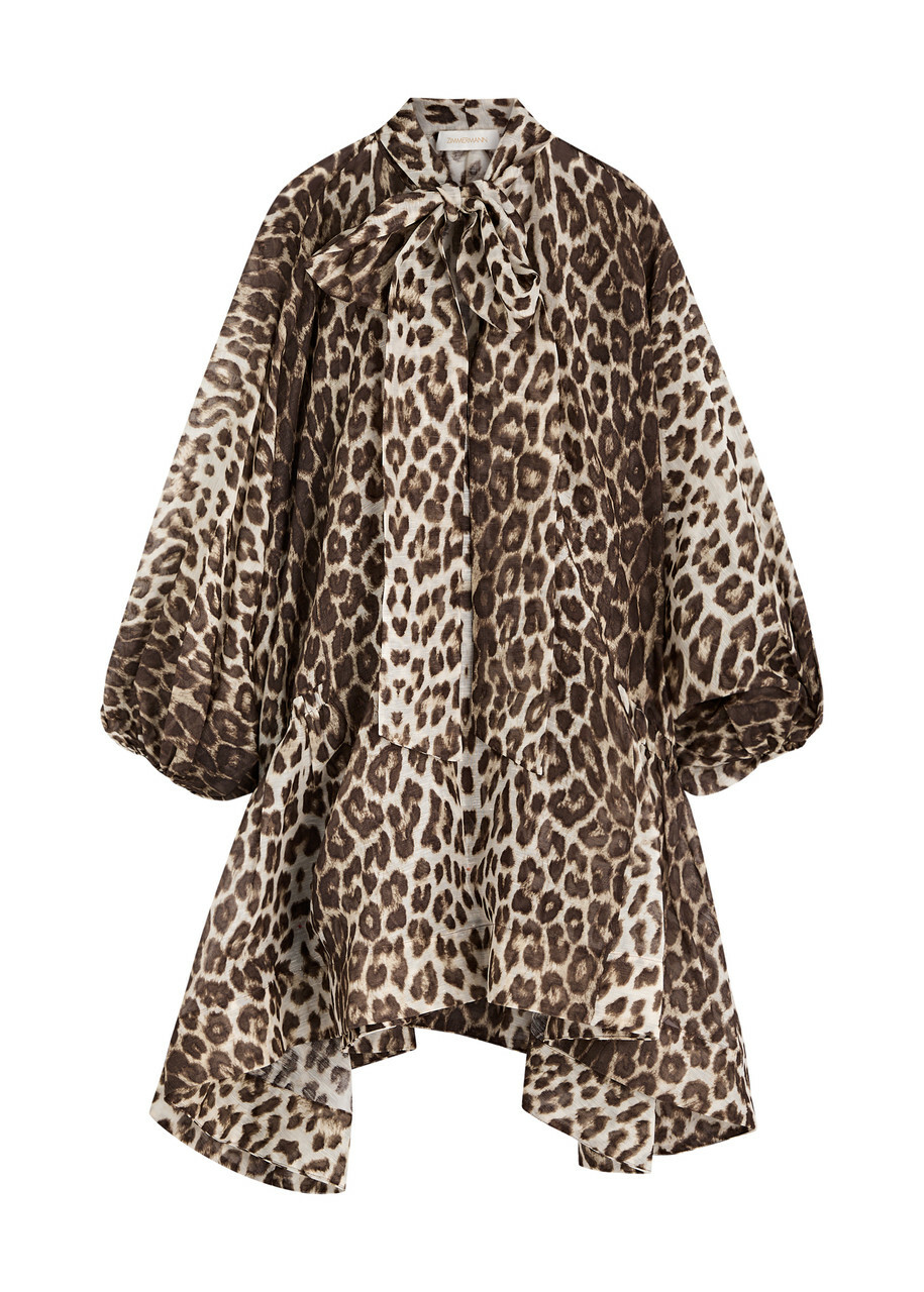 【Zimmermann】ILLUSTRATION BILLOW MINI DRESS レオパード ミニ Zimmermann Illustration Billow Leopard-print Organza Mini