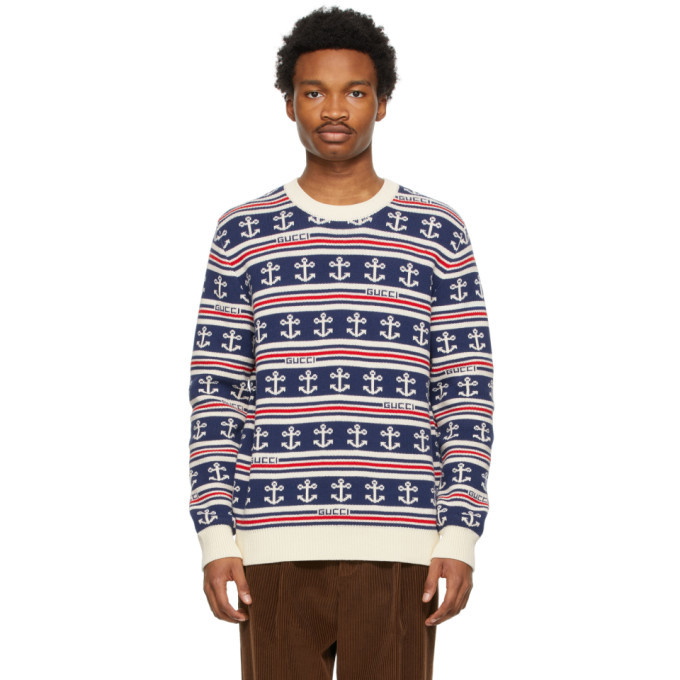 Photo: Gucci Navy Cotton Striped Sweater