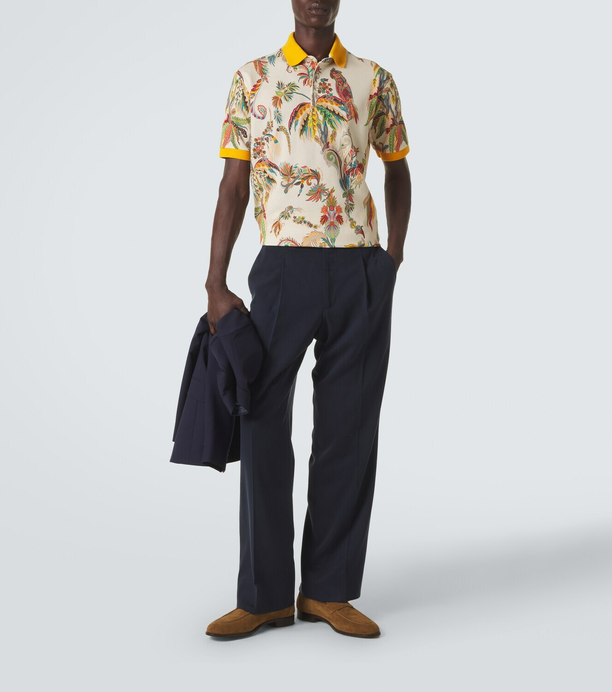 Etro Printed cotton piqué polo shirt