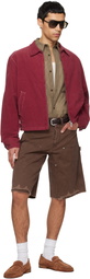 TONYWACK Brown Hand Distressed HBT Double Knee Shorts