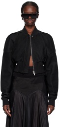 Rick Owens Black Flight Leather Bomber Jacket