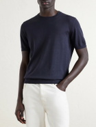 Altea - Linen and Cotton-Blend T-Shirt - Blue