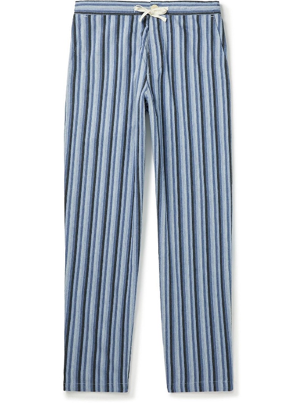 Photo: Oliver Spencer Loungewear - Striped Cotton Pyjama Trousers - Blue