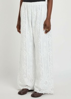 Wales Bonner Willow Floral-embroidered Cotton Trousers Ivory