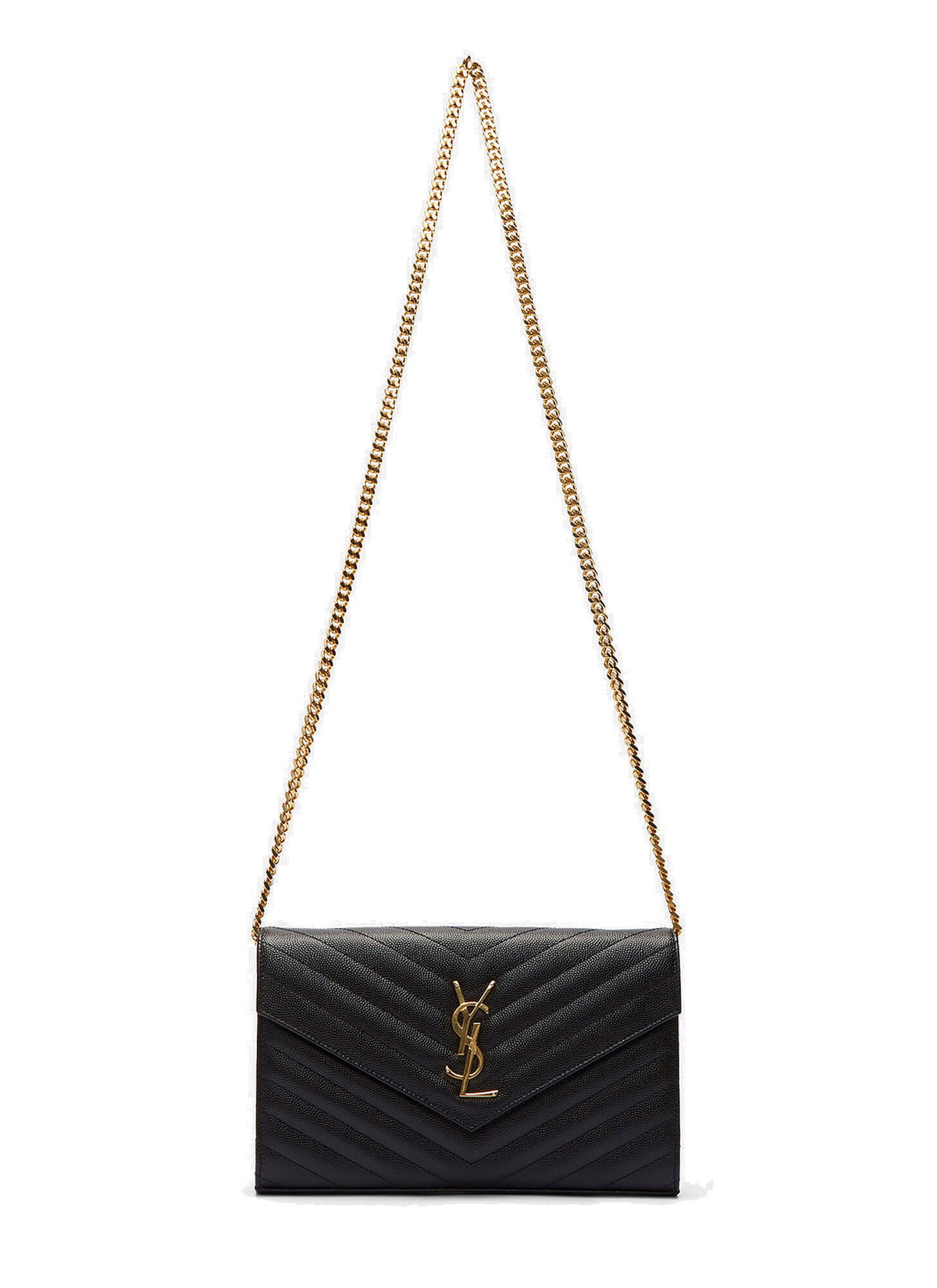 Saint Laurent Monogram Chevron-quilted Leather Cross-body Bag in Black