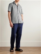 Brioni - Convertible-Collar Printed Linen and Cotton-Blend Shirt - Blue