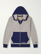 Human Made - Logo-Embroidered Two-Tone Cotton-Jersey Zip-Up Hoodie - Gray