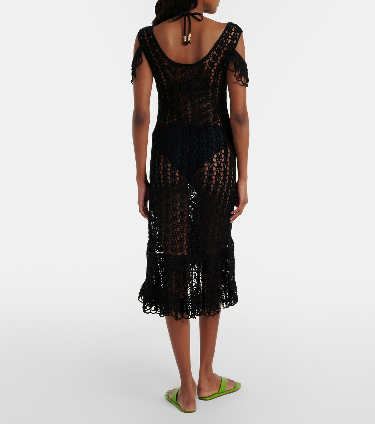 JW Anderson Ruffled crochet cotton midi dress