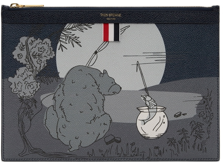 Photo: Thom Browne Navy Story Scene Zippered Tablet Pouch