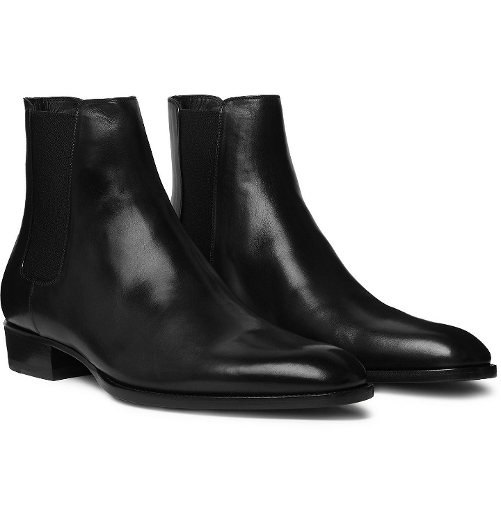 Photo: SAINT LAURENT - Wyatt Leather Chelsea Boots - Black