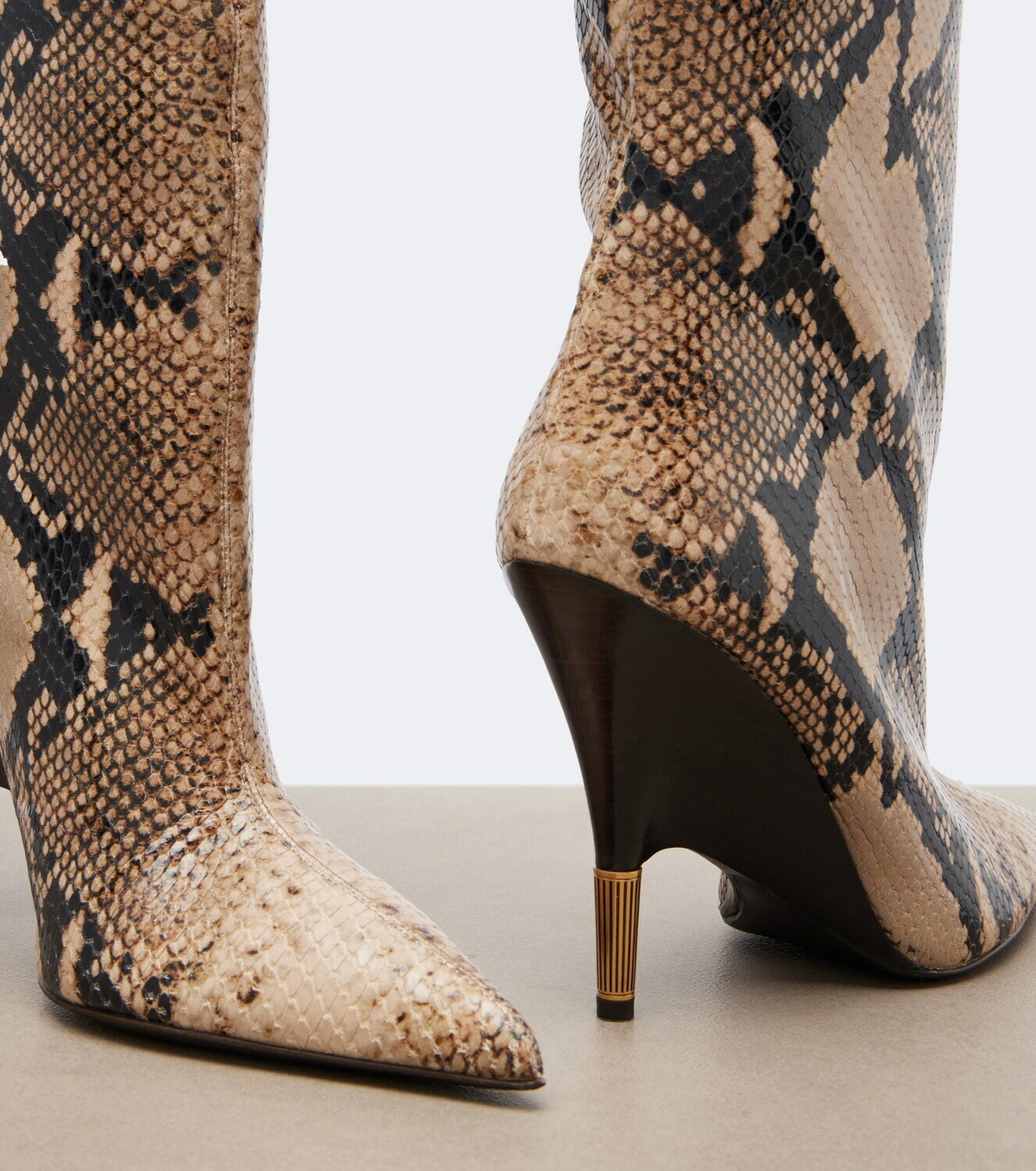 Khaite Bella snake-effect leather knee-high boots