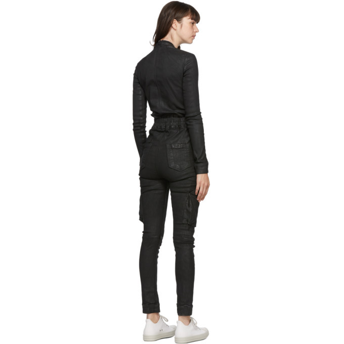 Rick Owens Drkshdw Black Wax Denim Jumpsuit Rick Owens Drkshdw