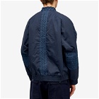 Blue Blue Japan Men's Sashiko Embroidered Bomber Jacket in Navy