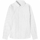 Norse Projects Men's Algot Oxford Monogram Button Down Shirt in Spruce Green Stripe