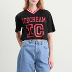 ICECREAM Women's Cropped Football Jersey in Black