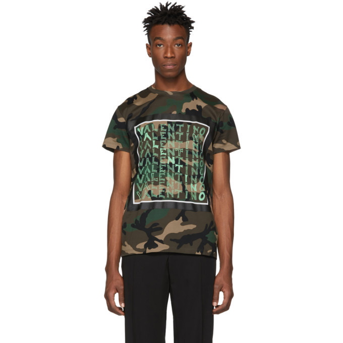 Photo: Valentino Khaki Camo Logo T-Shirt