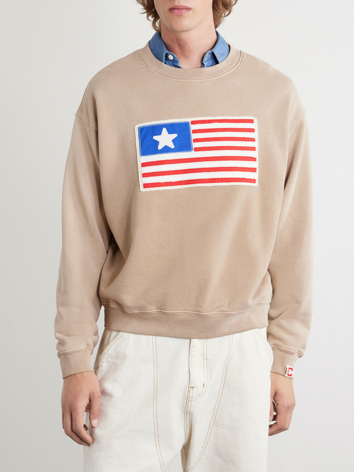 Cherry Los Angeles - Embroidered Cotton-Jersey Sweater - Brown