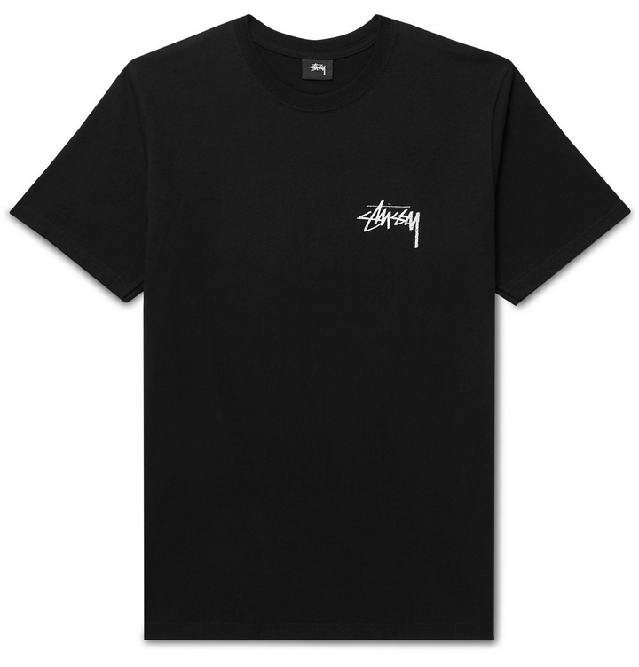 Photo: Stüssy - Printed Cotton-Jersey T-Shirt - Black