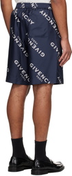 Givenchy Navy Silk Twill Bermuda Shorts