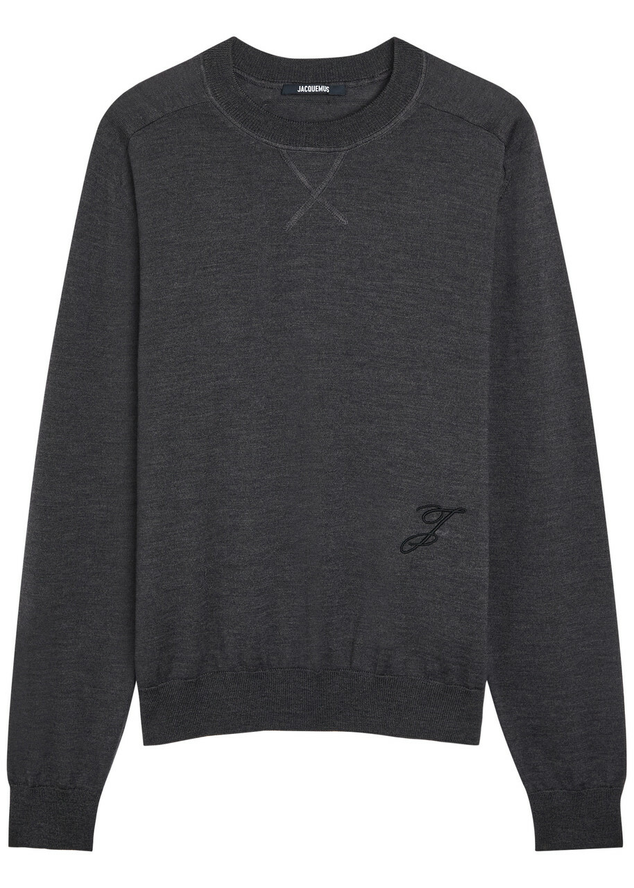 Jacquemus Le Sweater Merino Wool-blend Jumper Dark Grey