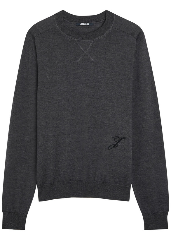 Photo: Jacquemus Le Sweater Merino Wool-blend Jumper Dark Grey