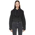 T by Alexander Wang Black Chunky Trim Acid Washed Hoodie