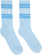 Versace Blue & White 90s Vintage Logo Socks