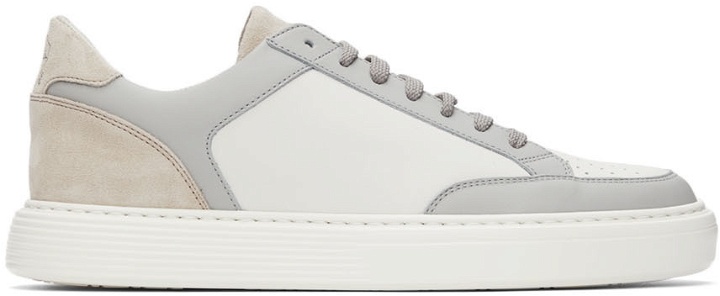 Photo: Brunello Cucinelli Grey & White Leather Low Sneakers