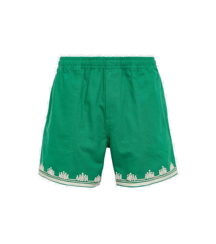 Photo: Bode Ripple embroidered cotton shorts