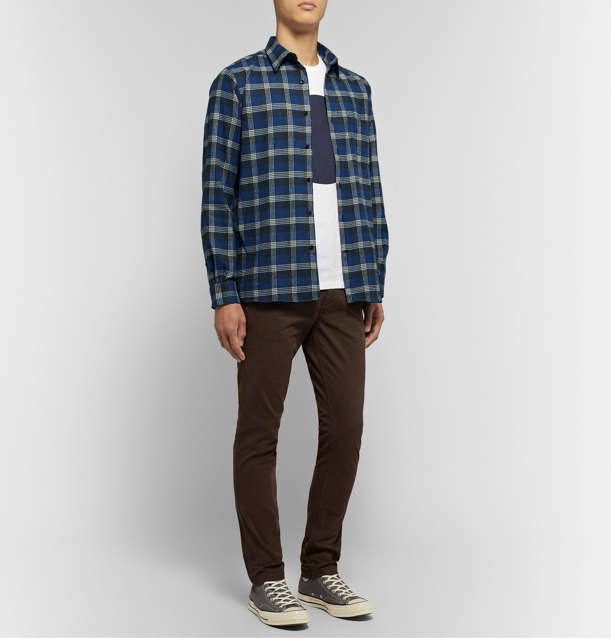 Freemans Sporting Club - Checked Cotton-Flannel Shirt - Blue
