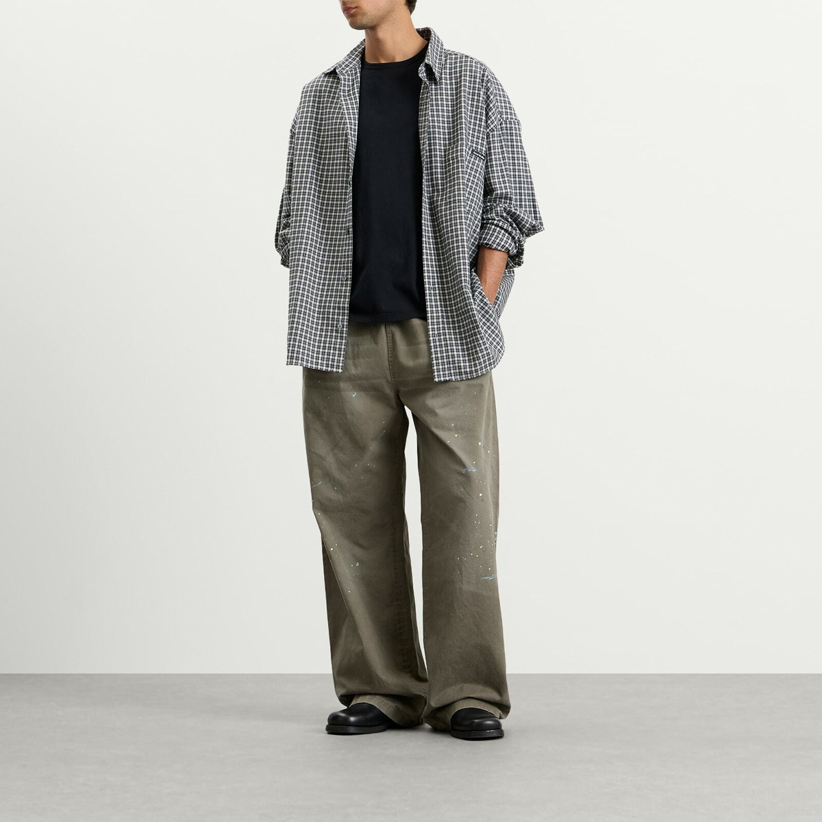 Acne Studios Men's Plott Peached Light Cotton Twill Trousers in Dusty Green