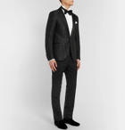Lanvin - Black Glittered Grosgrain-Trimmed Wool and Mohair-Blend Tuxedo Trousers - Men - Black