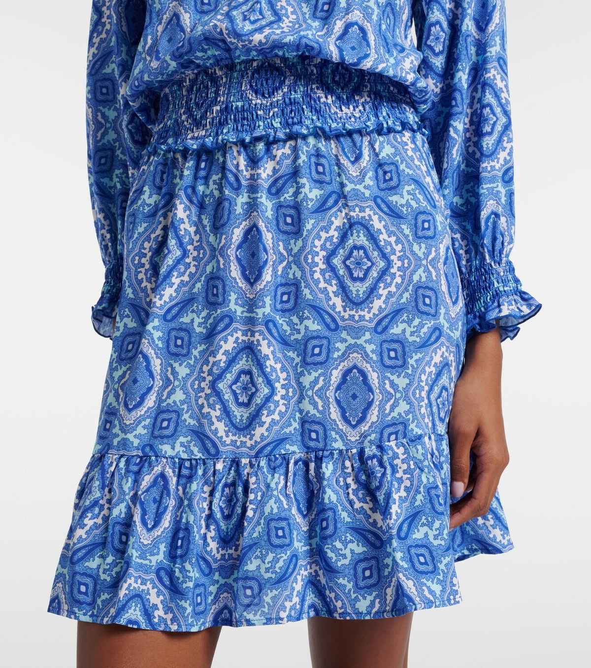 Heidi Klein Mykonos printed smocked minidress