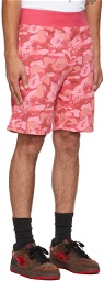 BAPE Pink Fire Camo Shorts
