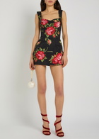 Dolce & Gabbana Floral-print Cotton-poplin Mini Dress Black