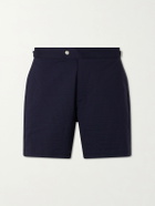 Mr P. - Straight-Leg Striped Seersucker Swim Shorts - Blue