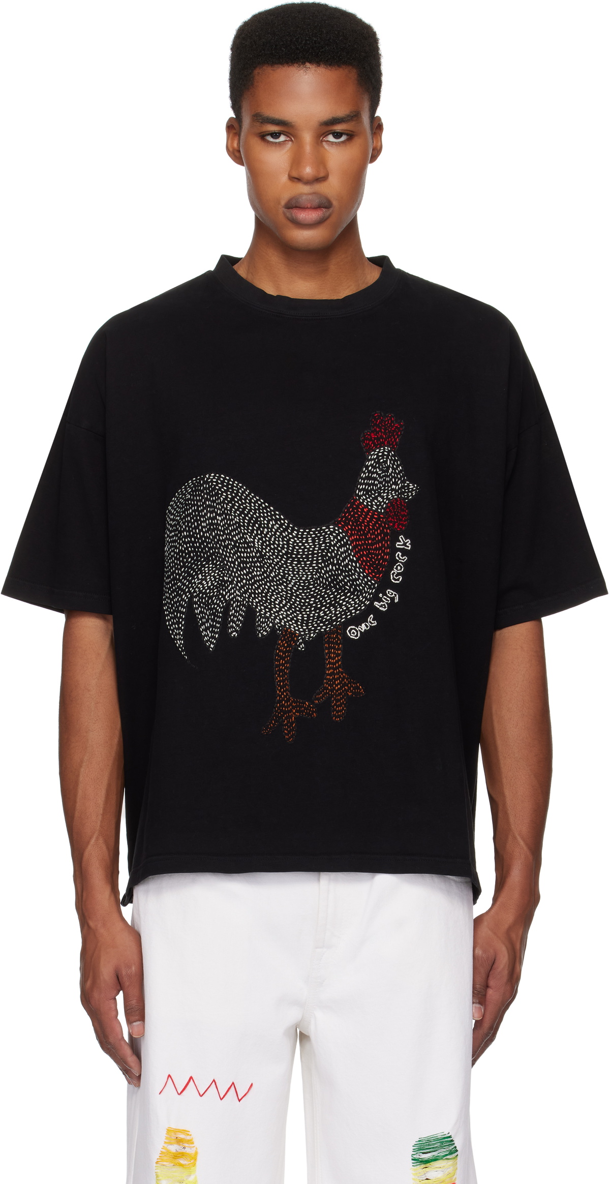 Glass Cypress SSENSE Exclusive Black 'One Big Cock' T-shirt Glass