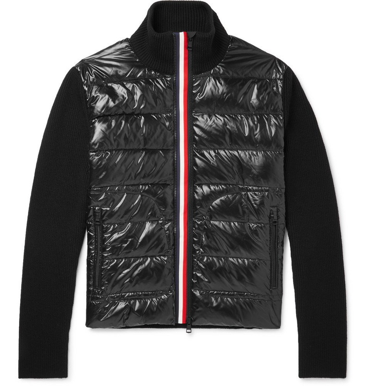 Photo: Moncler - Panelled Virgin Wool and Quilted Shell Down Jacket - Black