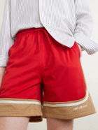 Aimé Leon Dore - Novelty Straight-Leg Logo-Embroidered Mesh Drawstring Shorts - Red
